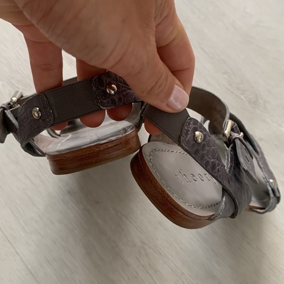 Theory Leather Python Size 10 Grey Sandals all leather gray summer vacation Croc - Picture 6 of 15